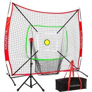 Baseball & Softball 6×6 Practice Net for Hitting & Pitching w/ Stable Bow Frame